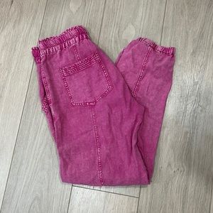 Anthropologie Pink Rhys Linen Utility Jogger XS